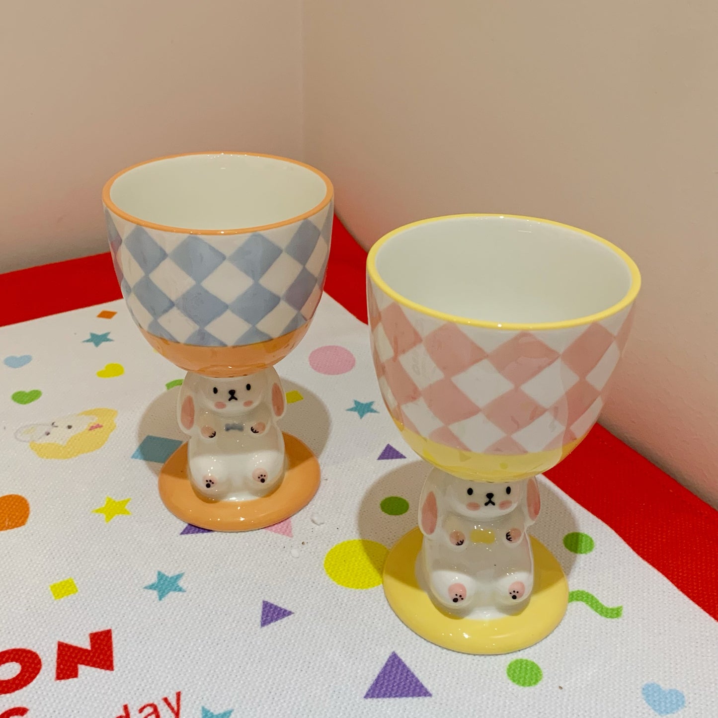 卡通兔子高脚甜品杯