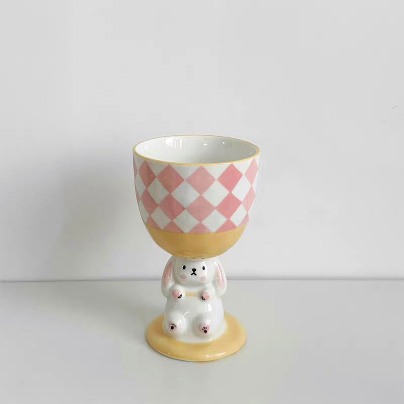 卡通兔子高脚甜品杯