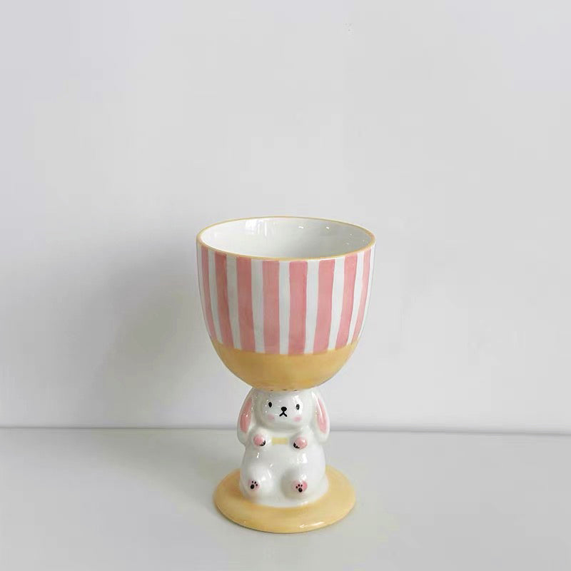 卡通兔子高脚甜品杯
