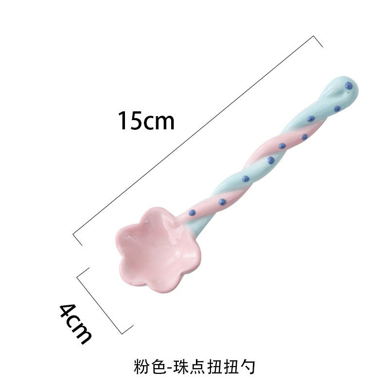 糖果色扭扭甜品勺