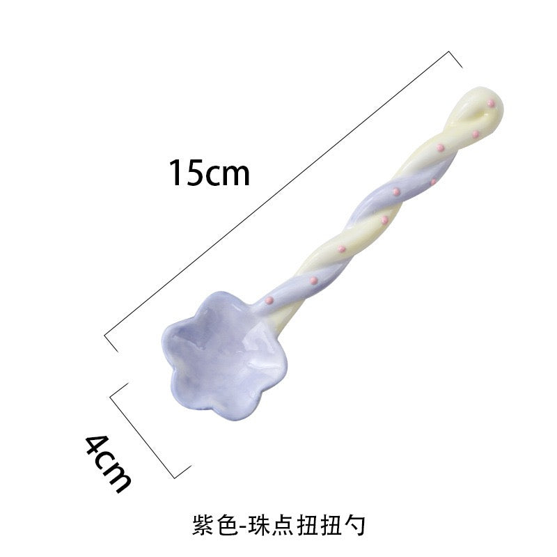 糖果色扭扭甜品勺