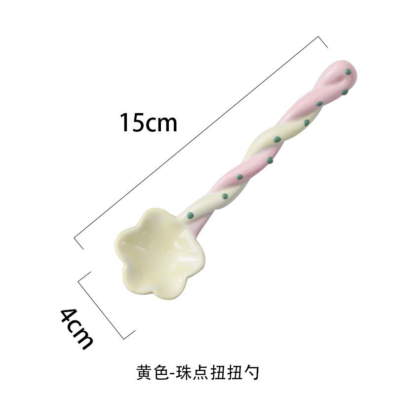 糖果色扭扭甜品勺