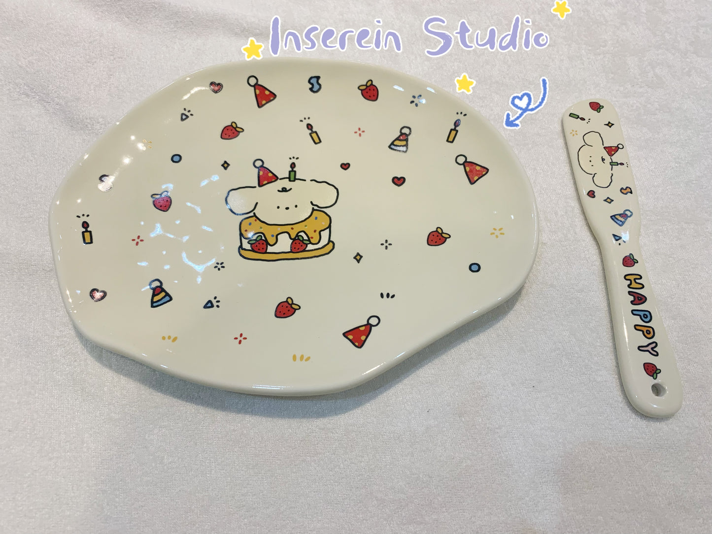 生日小狗不规则陶瓷餐盘