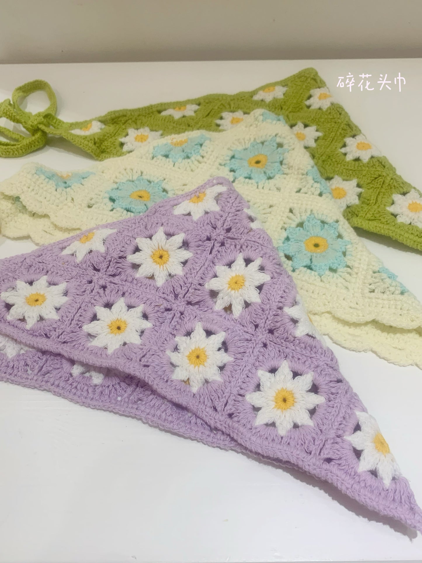 小雏菊钩花镂空文艺少女发带