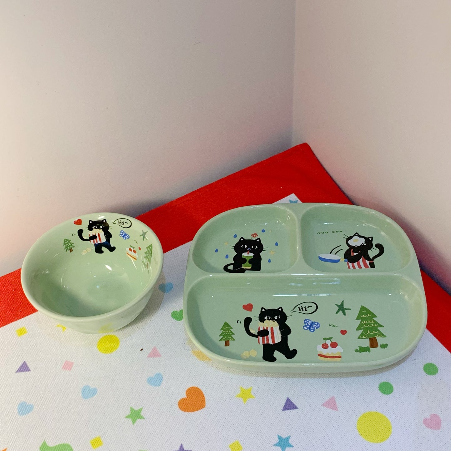 小猫分隔盘&小猫小碗