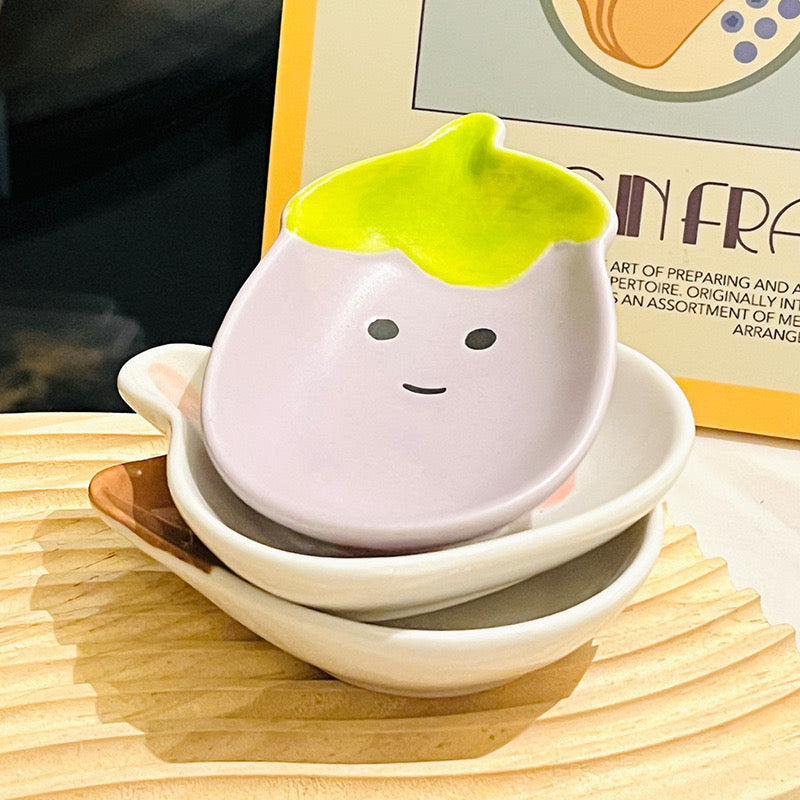 可爱小茄子蘸料碟